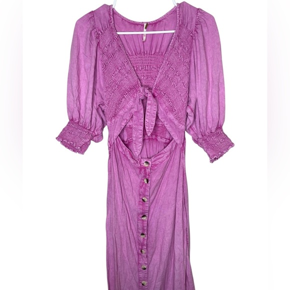 Free People String Of Hearts Maxi Dress in Spring Crocus Pink Size Medium - Picture 4 of 11